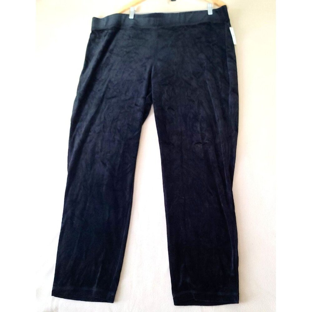 Talbots Plus Velour Straight Pants Sz 3X Black Stretch Pullon Dressy Classic NWT